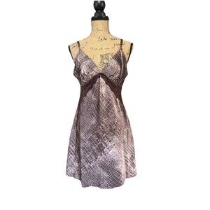 JONES NEW YORK Snake Skin Satin Slip Dress Lace Sheer Y2k 90’s Babydoll MEDIUM